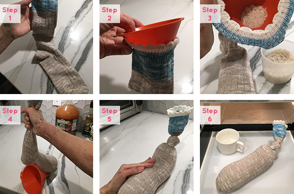 Visualized steps of making a warmie